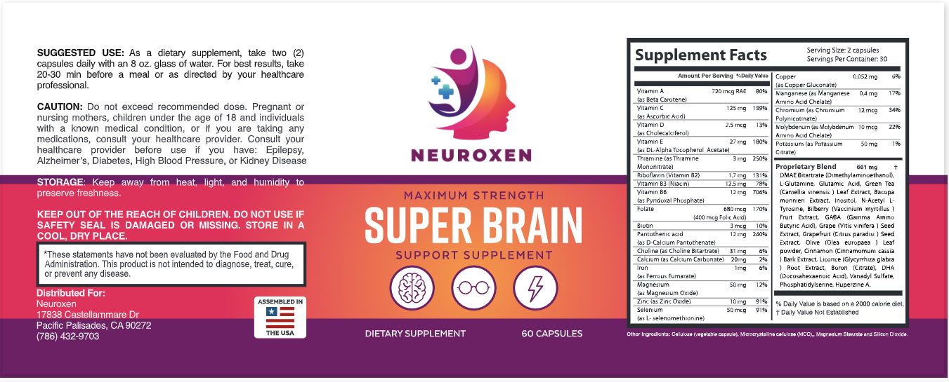 NeuroXen ingredient Label